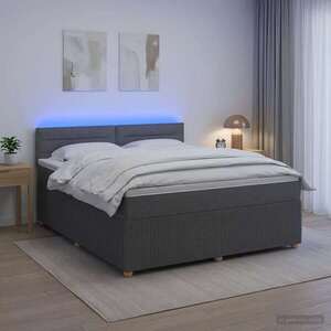 Imagine vidaXL Pat boxspring cu saltea Gri închis 140 x 190 cm Țesătură