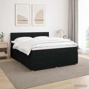Imagine vidaXL Pat boxspring cu saltea Negru 140 x 190 cm Țesătură