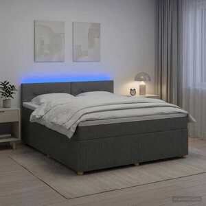 Imagine vidaXL Pat boxspring cu saltea Gri închis 140 x 190 cm Țesătură