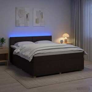 Imagine vidaXL Pat boxspring cu saltea Maro închis 140 x 190 cm Țesătură