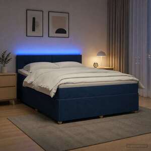 Imagine vidaXL Pat boxspring cu saltea albastru 140 x 190 cm Țesătură