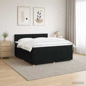 Imagine vidaXL Pat boxspring cu saltea Negru 180 x 200 cm Țesătură