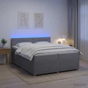 Imagine vidaXL Pat boxspring cu saltea Gri deschis 200 x 200 cm Țesătură