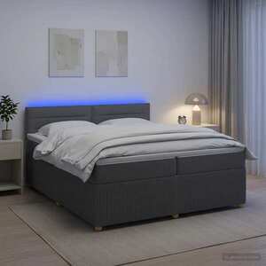 Imagine vidaXL Pat boxspring cu saltea Gri închis 200 x 200 cm Țesătură