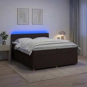 Imagine vidaXL Pat boxspring cu saltea Maro închis 200 x 200 cm Țesătură