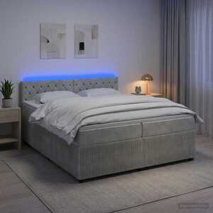 Imagine vidaXL Pat boxspring cu saltea Gri deschis 200 x 200 cm Catifea