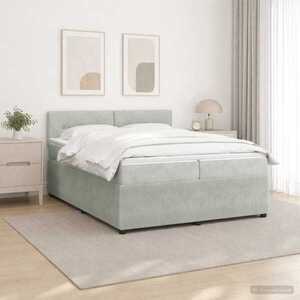 Imagine vidaXL Pat boxspring cu saltea Gri deschis 200 x 200 cm Catifea