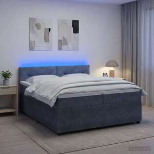 Imagine vidaXL Pat boxspring cu saltea Gri închis 200 x 200 cm Catifea