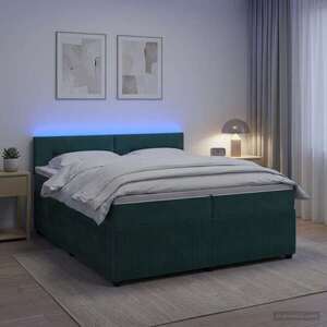 Imagine vidaXL Pat boxspring cu saltea Verde închis 200 x 200 cm Catifea