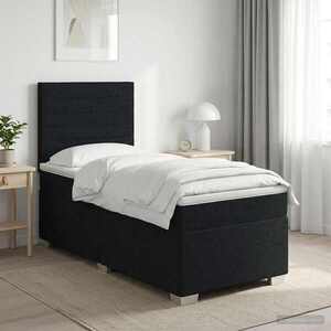 Imagine vidaXL Pat boxspring cu saltea cu headboard Negru 80 x 200 cm Țesătură