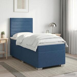 Imagine vidaXL Pat boxspring cu saltea albastru 80 x 200 cm Țesătură