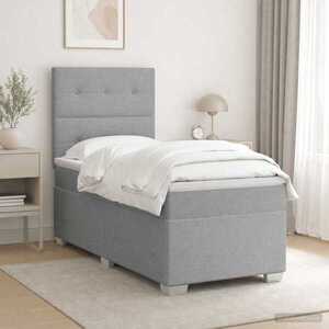 Imagine vidaXL Pat boxspring cu saltea Gri deschis 80 x 200 cm Țesătură