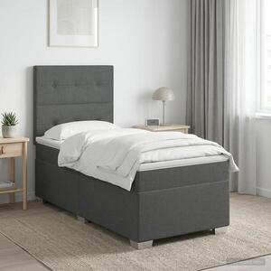 Imagine vidaXL Pat boxspring cu saltea Gri închis 80 x 200 cm Țesătură