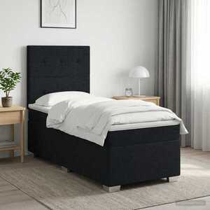 Imagine vidaXL Pat boxspring cu saltea cu headboard Negru 80 x 200 cm Țesătură