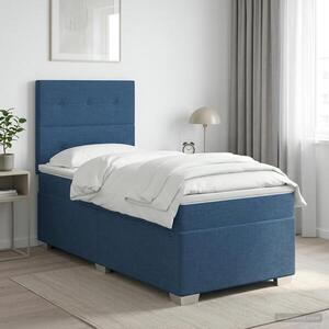 Imagine vidaXL Pat boxspring cu saltea albastru 80 x 200 cm Țesătură