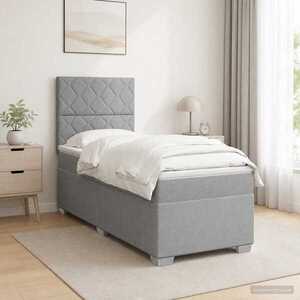 Imagine vidaXL Pat boxspring cu saltea Gri deschis 100 x 200 cm Țesătură