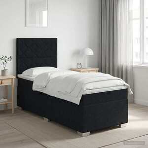 Imagine vidaXL Pat boxspring cu saltea Negru 100 x 200 cm Țesătură