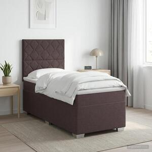 Imagine vidaXL Pat boxspring cu saltea Maro închis 100 x 200 cm Țesătură