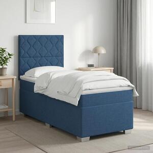 Imagine vidaXL Pat boxspring cu saltea albastru 100 x 200 cm Țesătură
