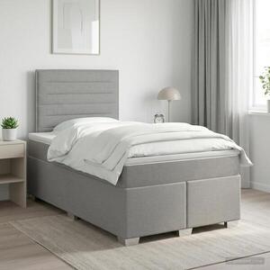 Imagine vidaXL Pat boxspring cu saltea Gri deschis 120 x 190 cm Țesătură