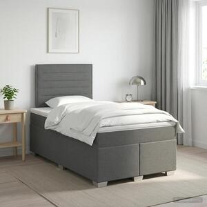 Imagine vidaXL Pat boxspring cu saltea Gri închis 120 x 190 cm Țesătură