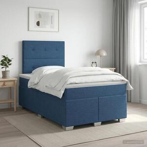 Imagine vidaXL Pat boxspring cu saltea albastru 120 x 190 cm Țesătură