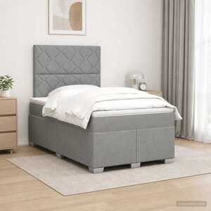 Imagine vidaXL Pat boxspring cu saltea Gri deschis 120 x 190 cm Țesătură
