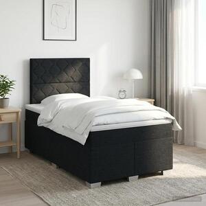 Imagine vidaXL Pat boxspring cu saltea Negru 120 x 190 cm Țesătură