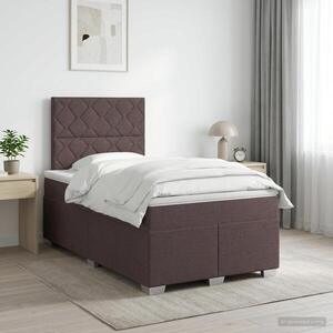 Imagine vidaXL Pat boxspring cu saltea Maro închis 120 x 190 cm Țesătură