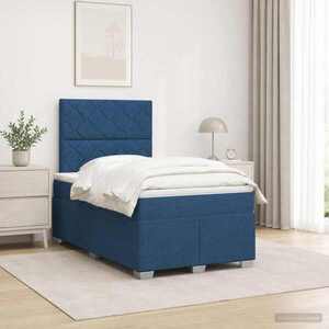 Imagine vidaXL Pat boxspring cu saltea albastru 120 x 190 cm Țesătură