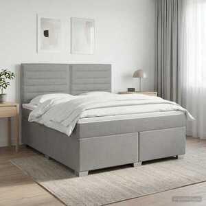 Imagine vidaXL Pat boxspring cu saltea Gri deschis 140 x 190 cm Țesătură