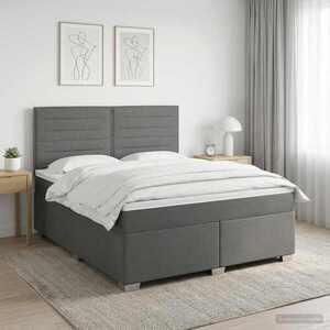 Imagine vidaXL Pat boxspring cu saltea Gri închis 140 x 190 cm Țesătură