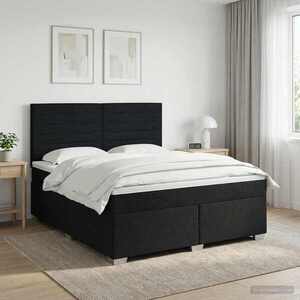 Imagine vidaXL Pat boxspring cu saltea Negru 140 x 190 cm Țesătură