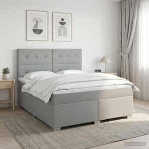 Imagine vidaXL Pat boxspring cu saltea Gri deschis 140 x 190 cm Țesătură