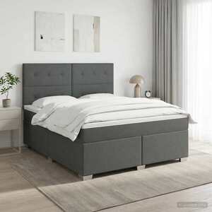 Imagine vidaXL Pat boxspring cu saltea Gri închis 140 x 190 cm Țesătură