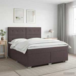Imagine vidaXL Pat boxspring cu saltea Maro închis 140 x 190 cm Țesătură