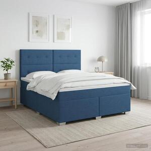 Imagine vidaXL Pat boxspring cu saltea albastru 140 x 190 cm Țesătură