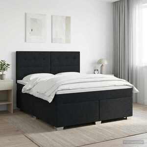 Imagine vidaXL Pat boxspring cu saltea Negru 160 x 200 cm Țesătură