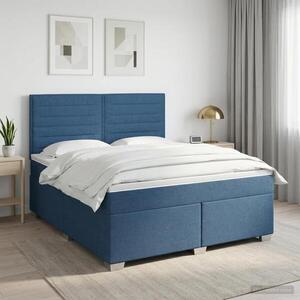 Imagine vidaXL Pat boxspring cu saltea albastru 180 x 200 cm Țesătură