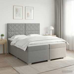 Imagine vidaXL Pat boxspring cu saltea Gri deschis 200 x 200 cm Țesătură