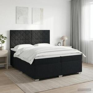 Imagine vidaXL Pat boxspring cu saltea Negru 200 x 200 cm Țesătură