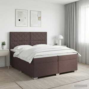 Imagine vidaXL Pat boxspring cu saltea Maro închis 200 x 200 cm Țesătură
