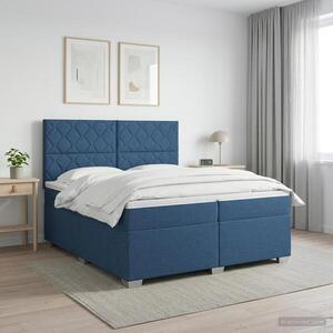 Imagine vidaXL Pat boxspring cu saltea albastru 200 x 200 cm Țesătură