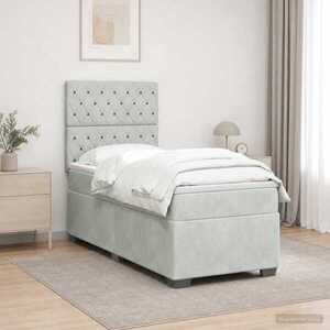 Imagine vidaXL Pat boxspring cu saltea Gri deschis 80 x 200 cm Catifea