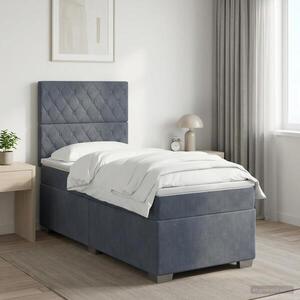 Imagine vidaXL Pat boxspring cu saltea Gri închis 80 x 200 cm Catifea