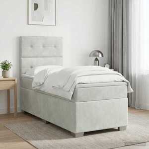 Imagine vidaXL Pat boxspring cu saltea Gri deschis 80 x 200 cm Catifea