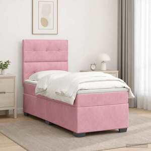 Imagine vidaXL Pat boxspring cu saltea cu headboard Roz 80 x 200 cm Catifea
