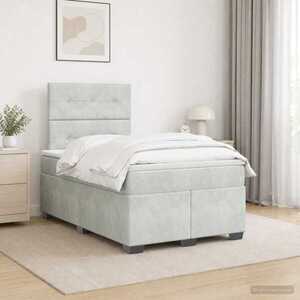 Imagine vidaXL Pat boxspring cu saltea Gri deschis 120 x 190 cm Catifea