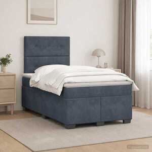 Imagine vidaXL Pat boxspring cu saltea Gri închis 120 x 190 cm Catifea