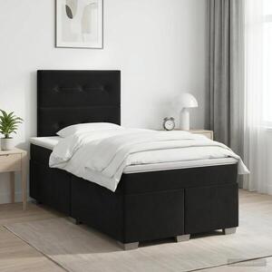 Imagine vidaXL Pat boxspring cu saltea cu headboard Negru 120 x 190 cm Catifea